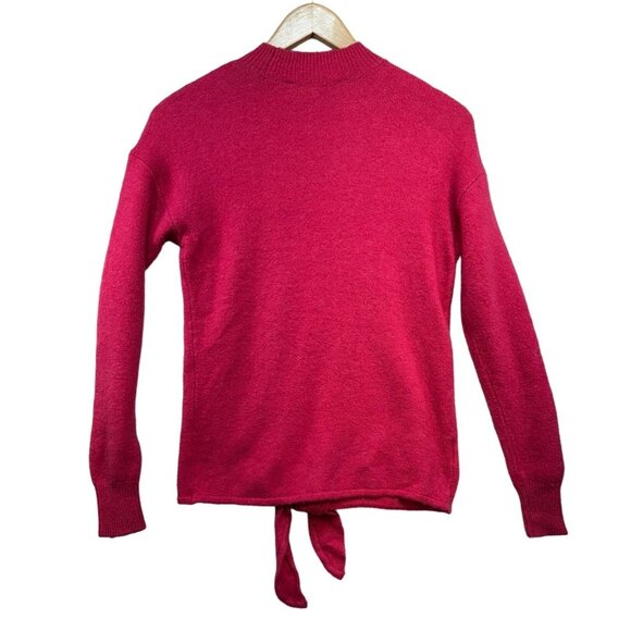 Loft Womens Knit Tie-Front Sweater XXS Pink Fuchsia Wool Blend - Picture 10 of 11